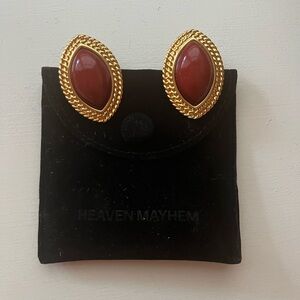 Gold and Red Earrings